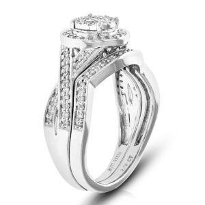 Vir Jewels 2/5 cttw Lab Grown Diamond Wedding Engagement Bridal Set Round for Women in .925 Sterling Silver Prong Set Size 7