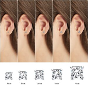 LOYALLOOK 12 Pairs 20G Stainless Steel Ear Stud Piercing Cubic Zirconia Barbell Stud Earring Set Screw Flat Back Earrings for Women (10Pairs Style4)