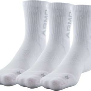 Under Armour Standard 3-Maker Mid-Crew Socks, 3-Pairs, White, Large