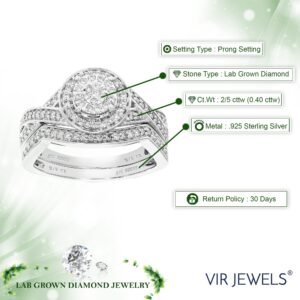 Vir Jewels 2/5 cttw Lab Grown Diamond Wedding Engagement Bridal Set Round for Women in .925 Sterling Silver Prong Set Size 7