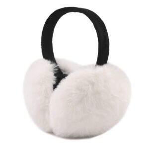 peecabe winter women earmuffs faux fur girls ear muffs warm unisex kids ear covers foldable outdoor boys ear warmers for women (white)