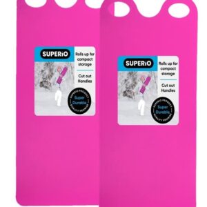 Superio Snow Slider Mat, Flexible Snow Sled Flying Carpet, Roll up Sleds for Kids and Adults 54" Lightweight Plastic Snowboard Sled(Fuchsia-Pink 2 Pack)…