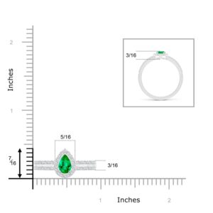 Angara Natural 0.35 Ct Emerald and 0.25 Ct Diamond Halo Ring for Women in 14K White Gold (Grade-AAA | Size-6x4mm) | May Birthstone, Birthday, Engagement, Anniversary Jewelry Gift For Women