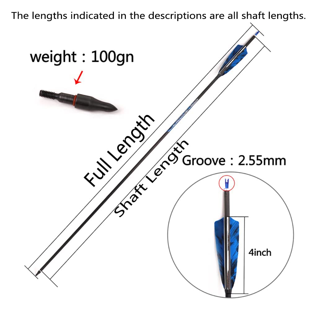 340-Spine Arrow 32-Inch Arrow Target Practice Arrow Hunting Arrow Carbon Arrows Compound Bow Recurve Bow Adult Youth Archery Indoor Outdoor Shooting Bullet Field Tip 18pc Style2