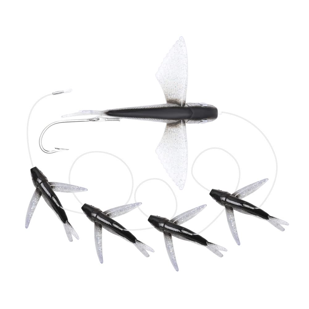 5 Pcs/Bag Blue Fly Fish Saltwater Trolling Fishing Lures Tuna Mahi Wahoo Dora Saltwater Big Game Fishing Tackle (Black)