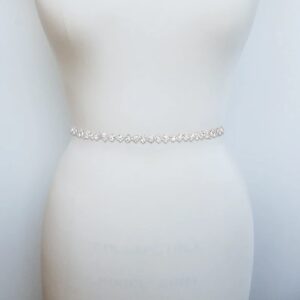 YooAi Rhinestone Belt Womens Formal Dress Belt Diamond Bling Wedding Bridal Belt Sliver