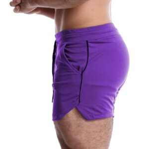 Men's 5 Inch Inseam Workout Shorts Athletic Gym Shorts Bodybuilding Short Shorts Casual Running Shorts Purple US M