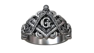 freemasons square and compass pattern ring master mason symbol with engraved letter of providence handmade statement initiation symbol vintage masonry signet ring 925 silver oxidase