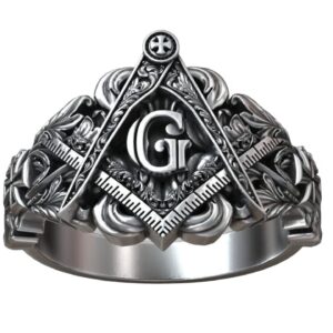 Freemasons Square And Compass Pattern Ring Master Mason Symbol With Engraved Letter Of Providence Handmade Statement Initiation Symbol Vintage Masonry Signet Ring 925 Silver Oxidase