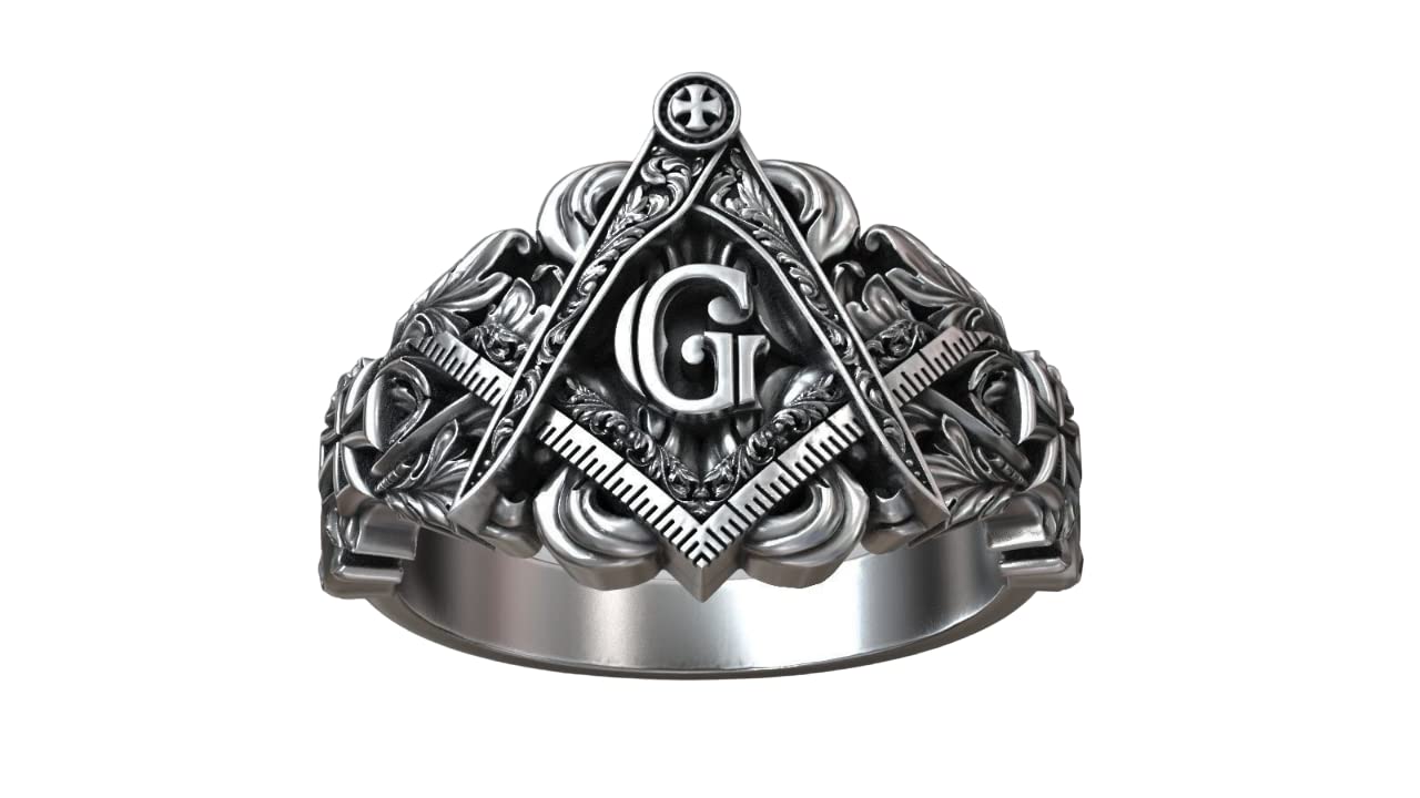 Freemasons Square And Compass Pattern Ring Master Mason Symbol With Engraved Letter Of Providence Handmade Statement Initiation Symbol Vintage Masonry Signet Ring 925 Silver Oxidase