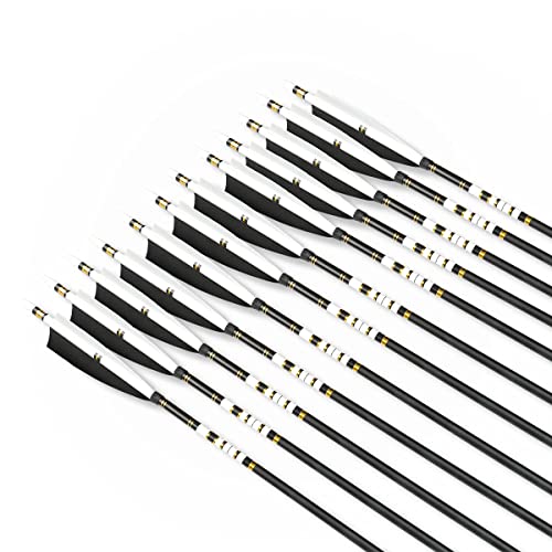 PMZ Archery 31" Mix Carbon Arrow 6pcs 12pcs for Hunting Recurve Bow(6pcs,with Stickers)