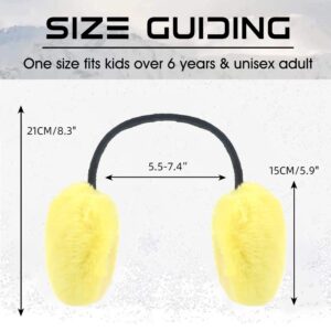 Peecabe Winter Women Earmuffs Faux Fur Girls Ear muffs Warm Unisex Kids Ear Covers Foldable Outdoor Boys Ear Warmers for Women (Yellow)