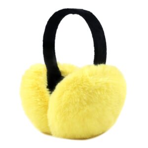 peecabe winter women earmuffs faux fur girls ear muffs warm unisex kids ear covers foldable outdoor boys ear warmers for women (yellow)