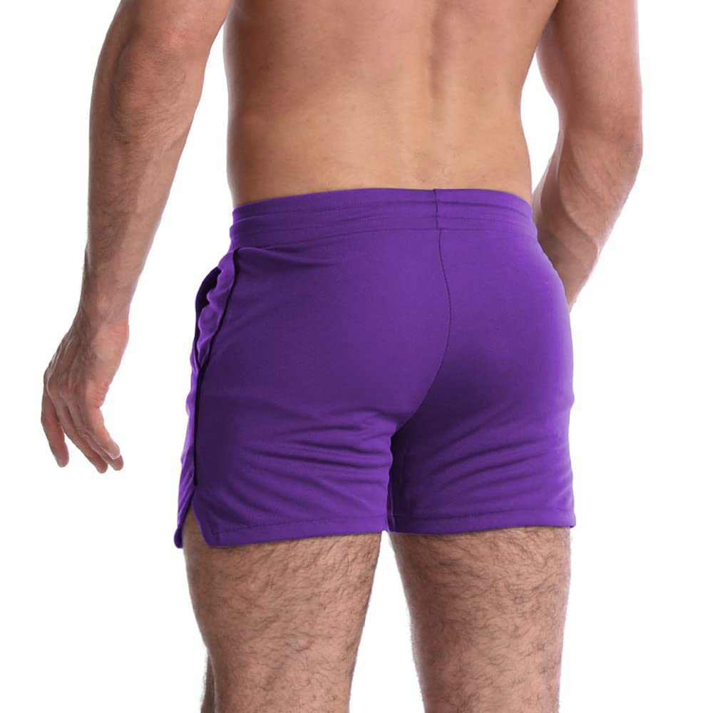 Men's 5 Inch Inseam Workout Shorts Athletic Gym Shorts Bodybuilding Short Shorts Casual Running Shorts Purple US M