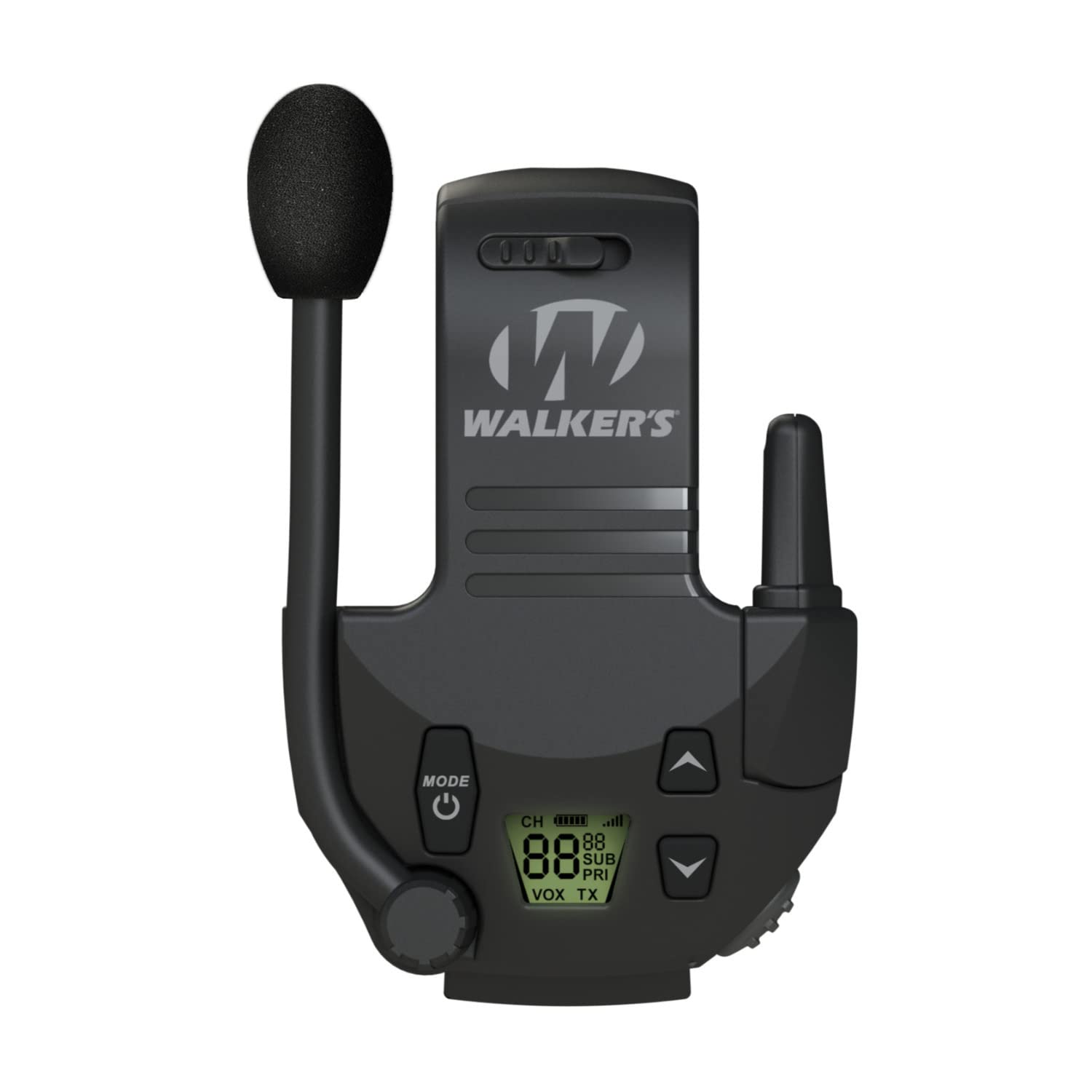 Walker's Tactical/Hunting 2-Mile Range Walkie Talkie for Razor Muffs (3-Pack) Bundle with Heavy-Duty Carabiner (4 Items)