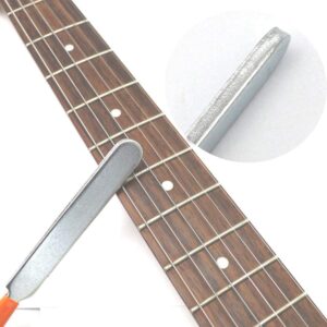 Guitar Tool Kit include Double Headed Guitar Bass Fret Wire Rubber Hammer,Guitar Fret Crown File,Stainless Steel Fret Rocker,Fingerboard Guards Protectors and Grinding Stone for Guitar(7 piece set)