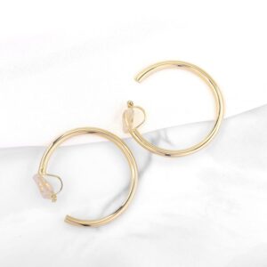 YOQUCOL 4.0CM(1.57in) Gold Round Clip On Hoop Earrings Non Pierced Ears Hoops for Women