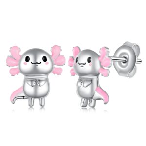 axolotl earrings for women 925 sterling silver axolotl stud earrings cute animal axolotl jewelry for women axolotl gifts