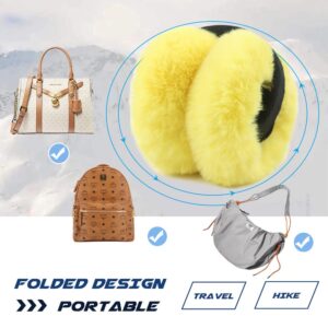 Peecabe Winter Women Earmuffs Faux Fur Girls Ear muffs Warm Unisex Kids Ear Covers Foldable Outdoor Boys Ear Warmers for Women (Yellow)