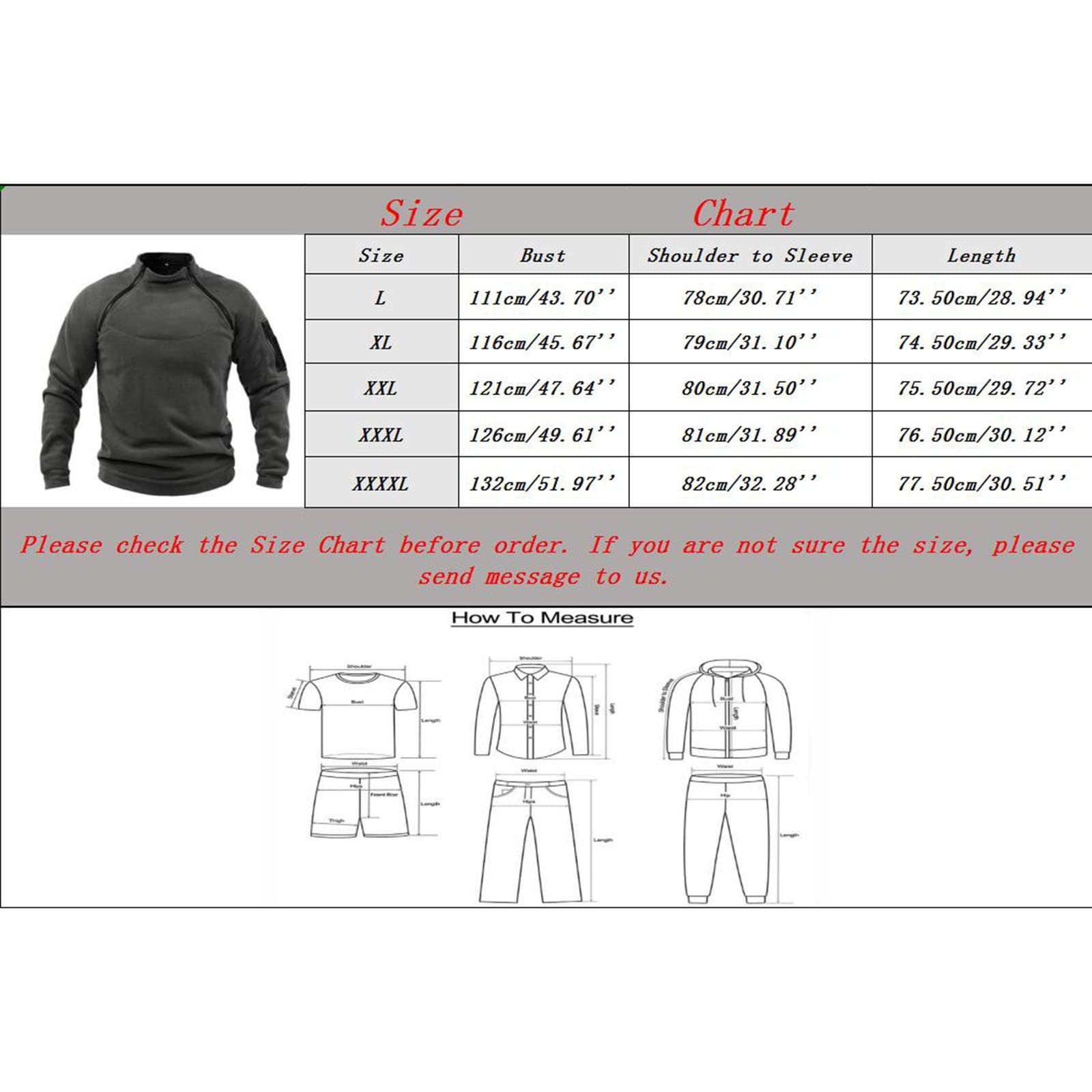 Men's Tactical Fleece Sweatshirt 1/4 Zipper Military Top Solid Long Sleeve Outdoor Warm Hiking Shirt(Grey,XX-Large)