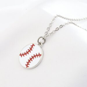 FUSTMW Baseball and Baseball Bat Cross Necklace Baseball Lovers Jewelry Gifts for Baseball Moms Baseball Player Gifts (silver)