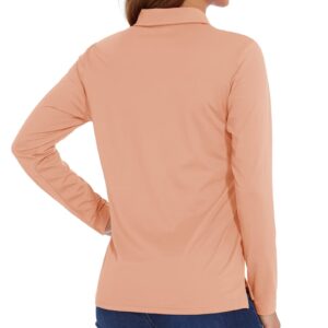 KEFITEVD Athletic Shirts Women Golf Polo Shirts Long Sleeve Collared Shirt UPF 50+ Quick Dry Sun Shirt Outdoor Performance Rashguard for Women Apricot