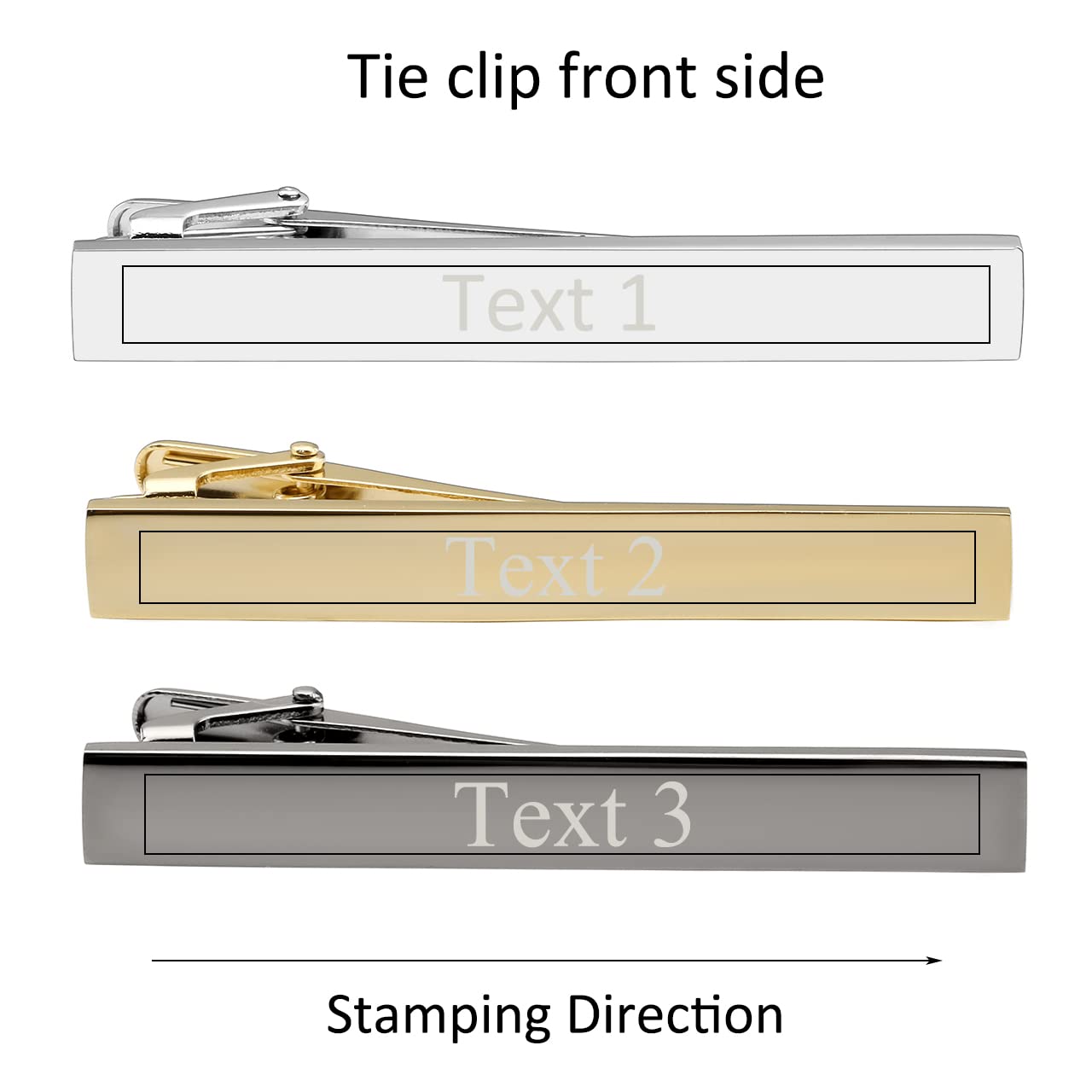 3pcs Free Engraved Tie Clips Set Tie Bar for Regular Ties Stainless Steel Personalized Tie Pins Suit Accessories For Men Wedding Birthday Gift