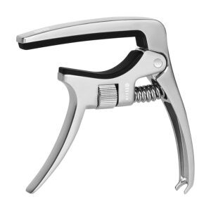 sgpro adjustable capo for acoustic guitars, electric guitars, and ukuleles - superior zinc alloy and silicone made (adjustable silver)