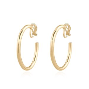 YOQUCOL 4.0CM(1.57in) Gold Round Clip On Hoop Earrings Non Pierced Ears Hoops for Women