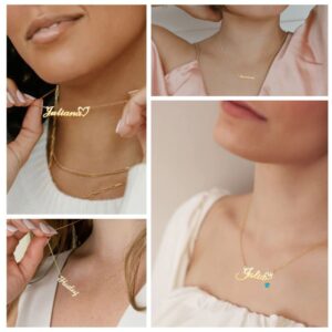 Custom Name Necklace 18K Gold Plated Personalized Nameplate Customized Jewelry Gift for Women Men Friend