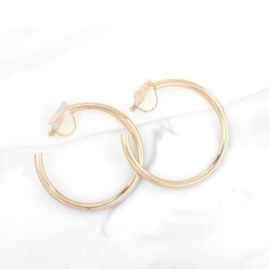 YOQUCOL 4.0CM(1.57in) Gold Round Clip On Hoop Earrings Non Pierced Ears Hoops for Women