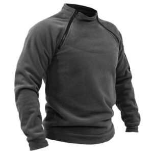 Men's Tactical Fleece Sweatshirt 1/4 Zipper Military Top Solid Long Sleeve Outdoor Warm Hiking Shirt(Grey,XX-Large)