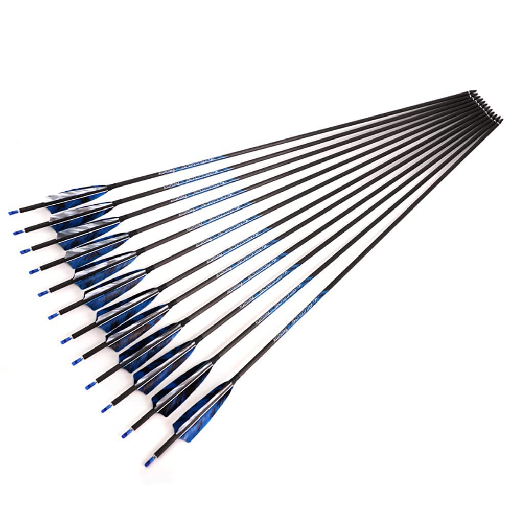 340-Spine Arrow 32-Inch Arrow Target Practice Arrow Hunting Arrow Carbon Arrows Compound Bow Recurve Bow Adult Youth Archery Indoor Outdoor Shooting Bullet Field Tip 18pc Style2