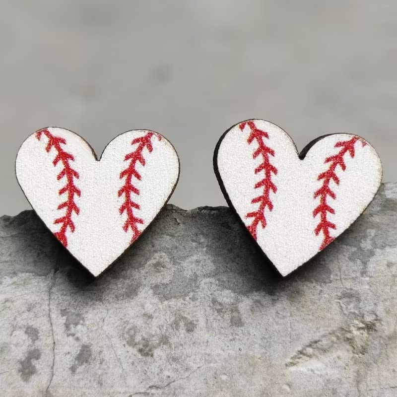 twinkle eye Ball Sports Accessories Heart Shaped Sports Baseball Studs Soccer Earrings Studs Fashion Cute for Women Jewelry