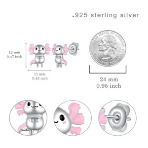 Axolotl Earrings for Women 925 Sterling Silver Axolotl Stud Earrings Cute Animal Axolotl Jewelry for Women Axolotl Gifts