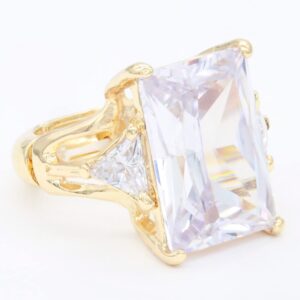 Lavencious Big Bold Radiant CZ Stones Stretch Rings for Women Size for 7-9(Gold)