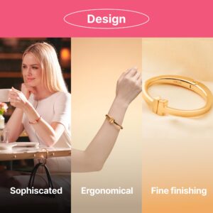 iHELIA Purse Hook Hanger for Table (Modern) - Premium Bag Holder w/Ergonomic Bracelet Oval Design (Gold)