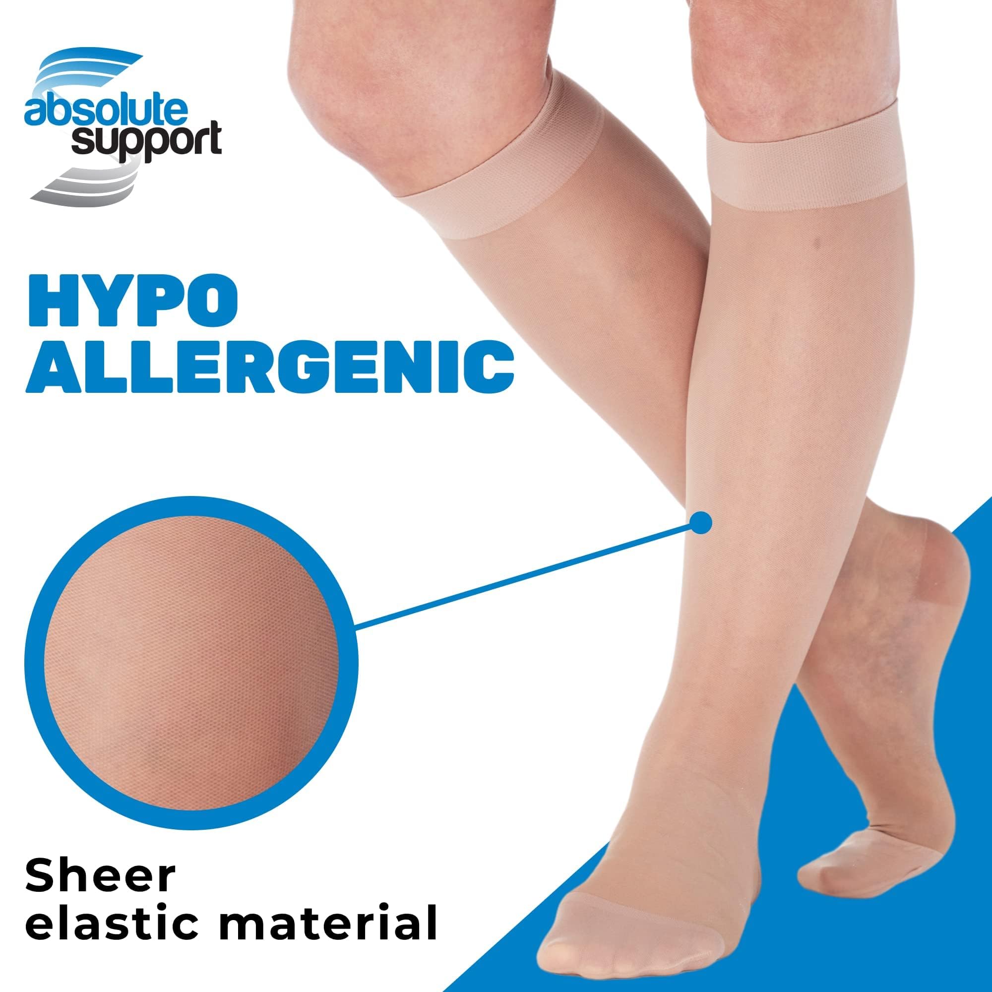 Made in USA - Sheer Compression Socks for Women 15-20 mmHg - Support Hose Knee High Stockings - Nude, 5X-Large