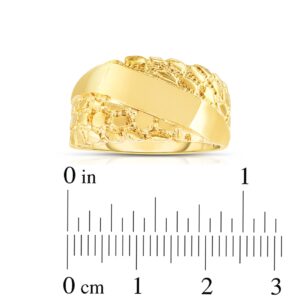 Floreo 10k Yellow Gold 11.2mm Engraved Personalized Initial Name Nugget Ring, Size 9