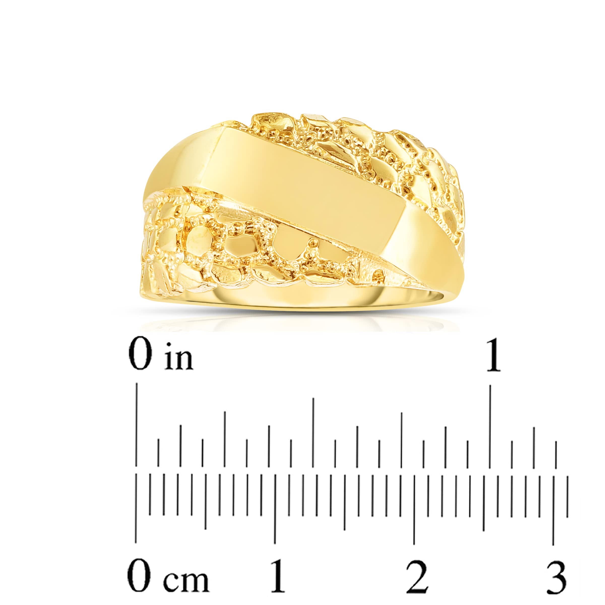 Floreo 10k Yellow Gold 11.2mm Engraved Personalized Initial Name Nugget Ring, Size 9