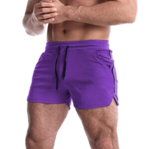 men's 5 inch inseam workout shorts athletic gym shorts bodybuilding short shorts casual running shorts purple us m