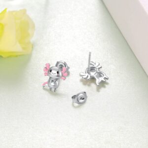 Axolotl Earrings for Women 925 Sterling Silver Axolotl Stud Earrings Cute Animal Axolotl Jewelry for Women Axolotl Gifts