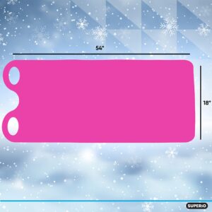 Superio Snow Slider Mat, Flexible Snow Sled Flying Carpet, Roll up Sleds for Kids and Adults 54" Lightweight Plastic Snowboard Sled(Fuchsia-Pink 2 Pack)…