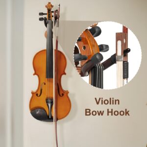 Dulphee Violin Wall Mount Violin Hanger with Bow Hook, Rosewood Violin/Viola Stand Accessories for Home & Studio (Rosewood)