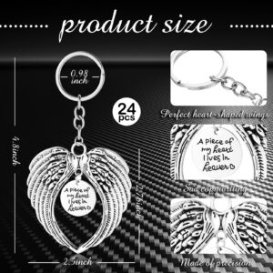 WILLBOND 24 Pcs Silver Angel Wings Keychain Gifts Memorial Funeral Gift Angel Key Ring Baptism Christmas Favors for Guests Memorial