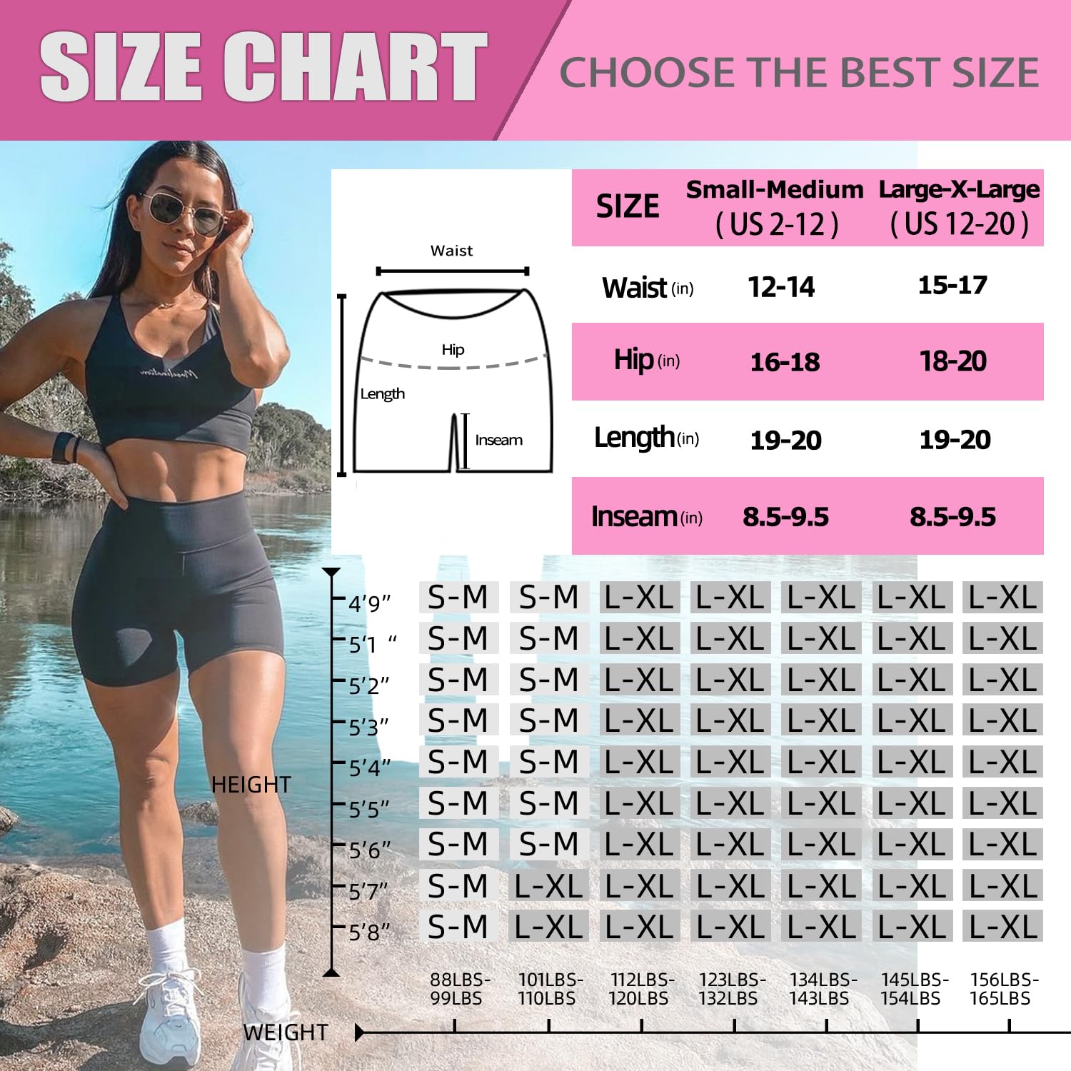 NEW YOUNG Biker Shorts with Pockets for Women High Waisted Tummy Control-8" Womens Bike Shorts for Workout Yoga Athletic