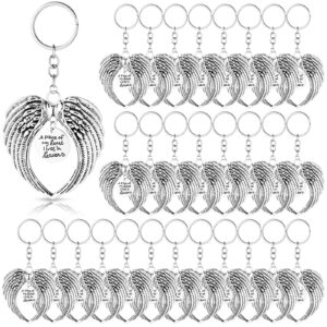 willbond 24 pcs silver angel wings keychain gifts memorial funeral gift angel key ring baptism christmas favors for guests memorial