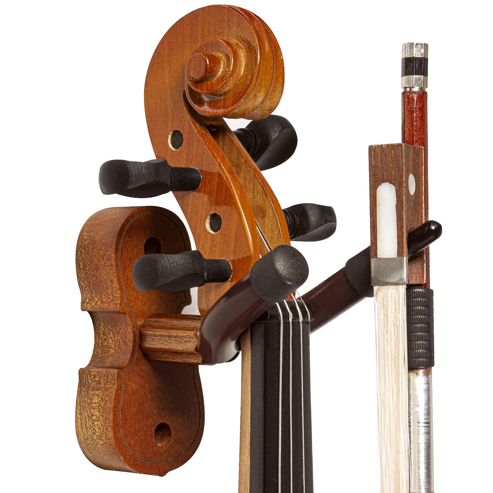 Dulphee Violin Wall Mount Violin Hanger with Bow Hook, Rosewood Violin/Viola Stand Accessories for Home & Studio (Rosewood)