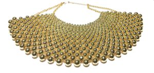 statement collar beaded pearl bib necklace (gold)