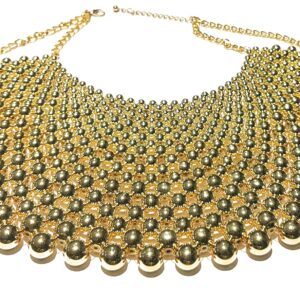 Statement Collar Beaded Pearl Bib Necklace (Gold)